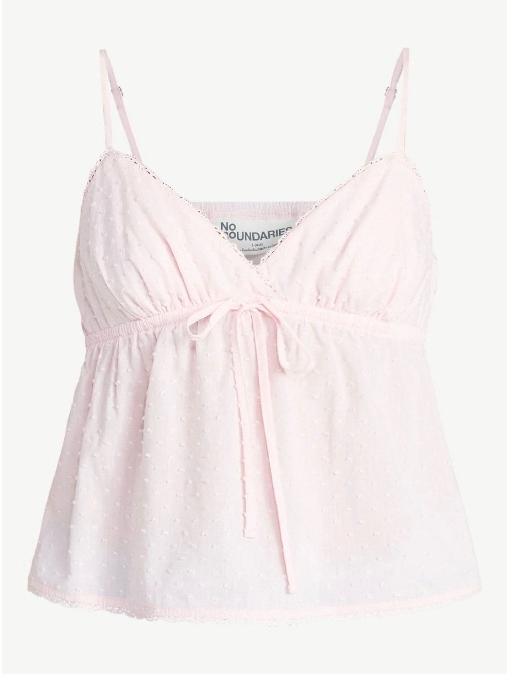 No Boundaries Women’s Cotton  Babydoll Cami With Crochet Trim